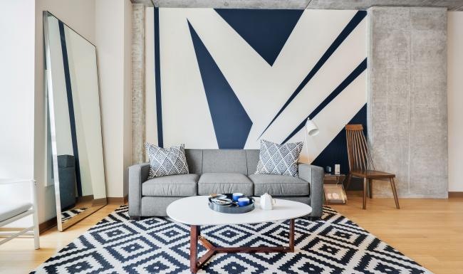 Relax and unwind in stylish living spaces a living room with a couch and a coffee table