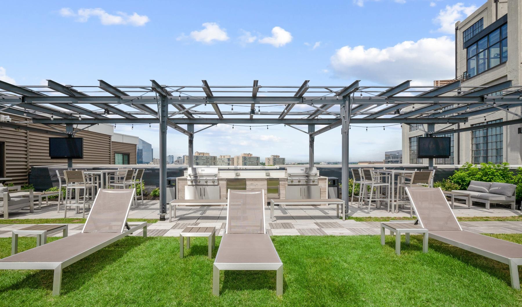 Enjoy our resident-only features a patio with seating grass and grills